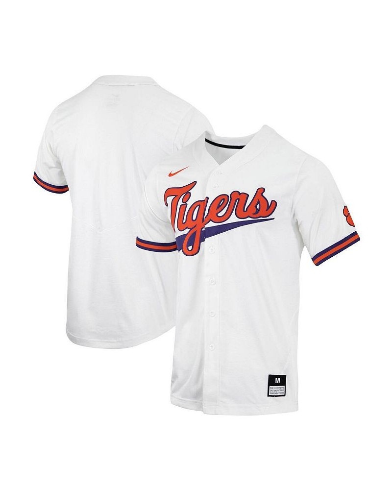 Men's White Clemson Tigers Replica Full-Button Baseball Jersey $46.00 Jersey