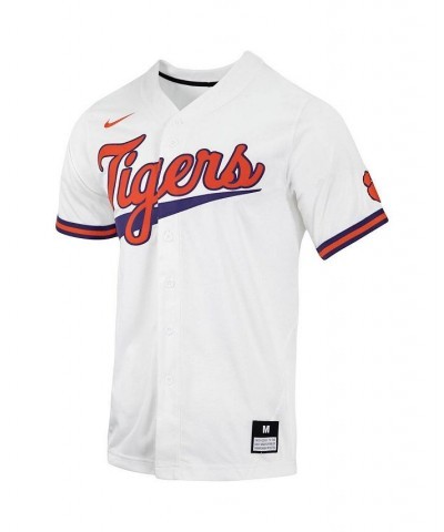 Men's White Clemson Tigers Replica Full-Button Baseball Jersey $46.00 Jersey