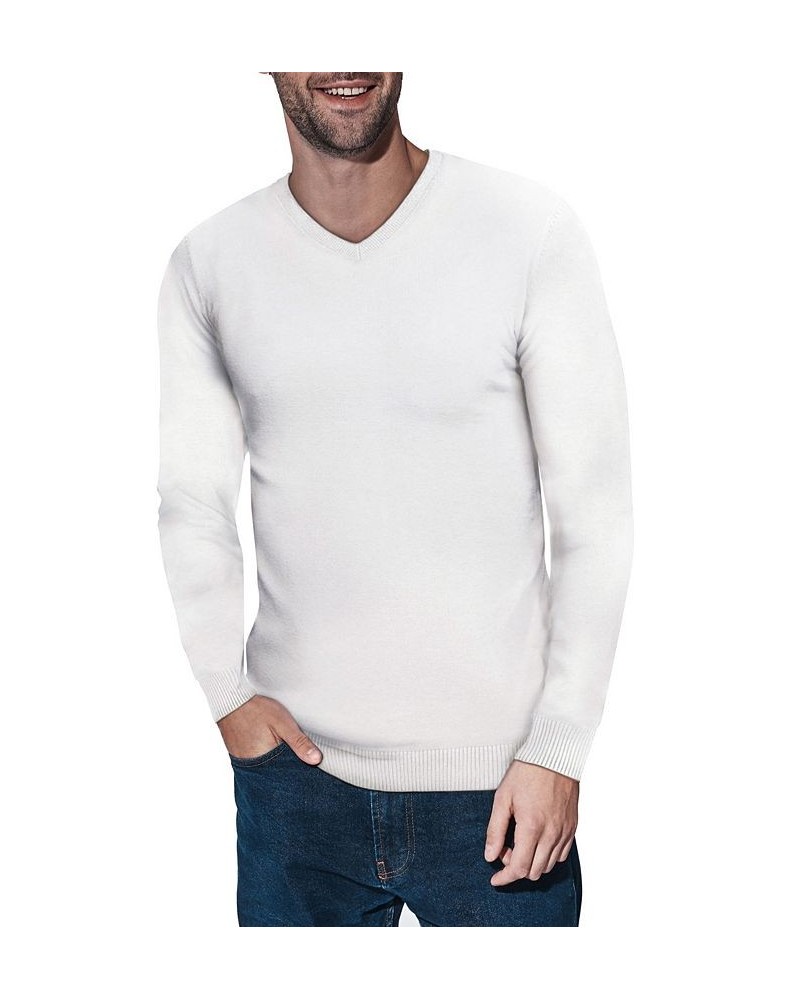 Men's Basic V-Neck Pullover Midweight Sweater Off White Tan/Beige $21.15 Sweaters