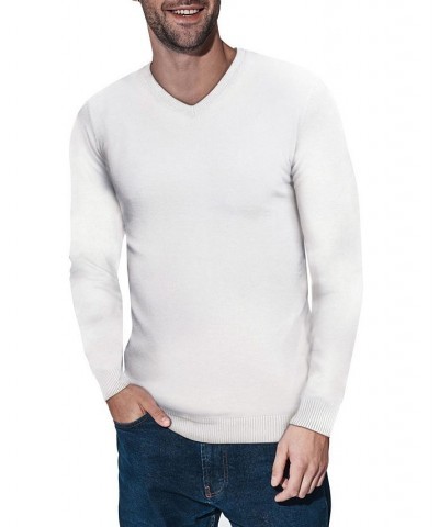 Men's Basic V-Neck Pullover Midweight Sweater Off White Tan/Beige $21.15 Sweaters