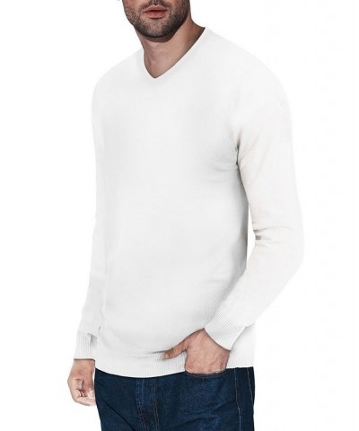 Men's Basic V-Neck Pullover Midweight Sweater Off White Tan/Beige $21.15 Sweaters