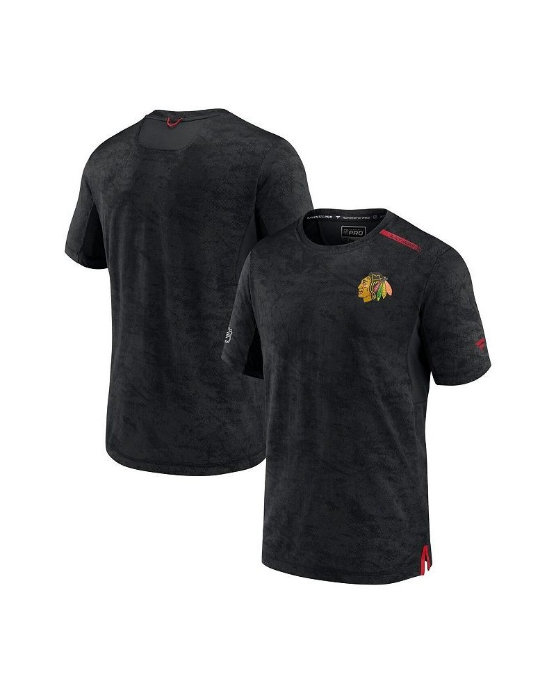 Men's Branded Black Chicago Blackhawks Authentic Pro Rink Premium Camo T-Shirt $28.00 T-Shirts