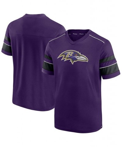 Men's Purple Baltimore Ravens Textured Hashmark V-Neck T-shirt $25.37 T-Shirts