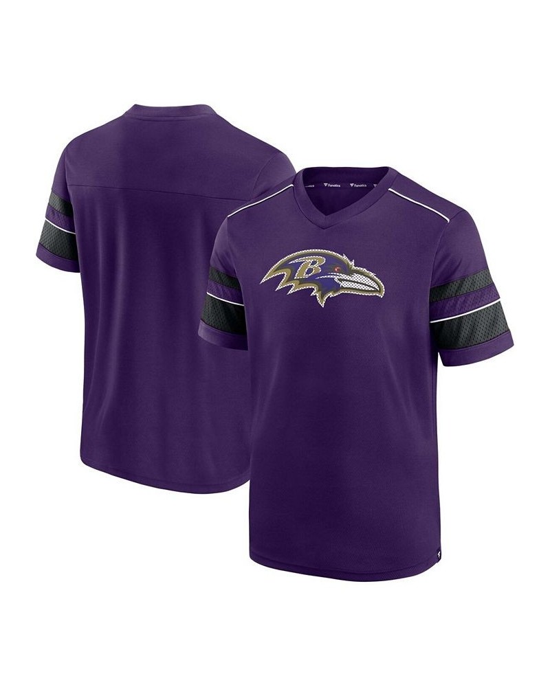 Men's Purple Baltimore Ravens Textured Hashmark V-Neck T-shirt $25.37 T-Shirts