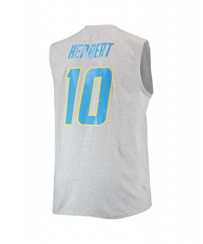 Men's Justin Herbert Heathered Gray Los Angeles Chargers Big and Tall Player Name and Number Muscle Tank Top $24.50 T-Shirts