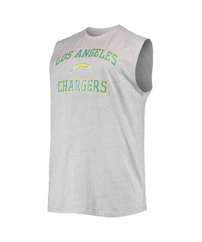 Men's Justin Herbert Heathered Gray Los Angeles Chargers Big and Tall Player Name and Number Muscle Tank Top $24.50 T-Shirts