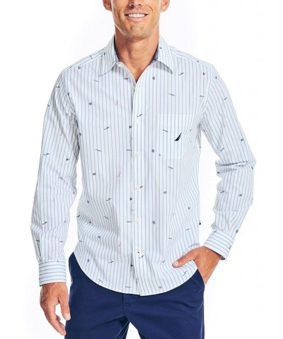 Men's Classic-Fit Pocket Stretch Long-Sleeve Poplin Shirts Blue $17.49 Shirts