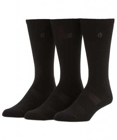 Men's 3-Pk. Luxe Moisture-Wicking Ribbed-Knit Logo Crew Socks Black $12.48 Socks