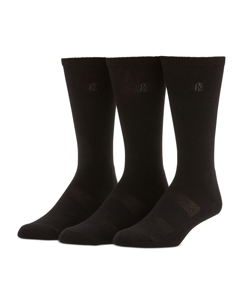 Men's 3-Pk. Luxe Moisture-Wicking Ribbed-Knit Logo Crew Socks Black $12.48 Socks