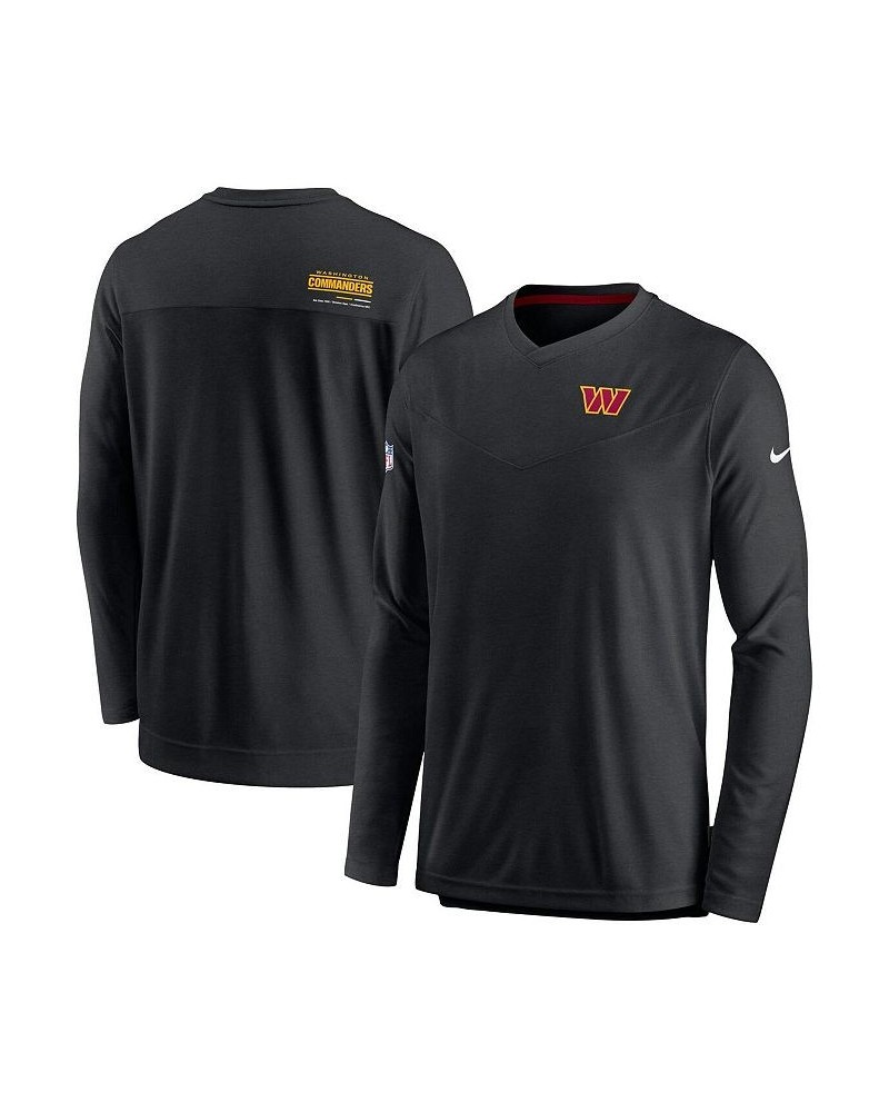 Men's Black Washington Commanders 2022 Sideline Coach Chevron Lock Up Performance Long Sleeve T-shirt $24.75 T-Shirts