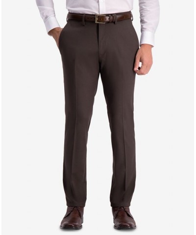 Men's Slim-Fit Shadow Check Dress Pants Brown $24.47 Pants