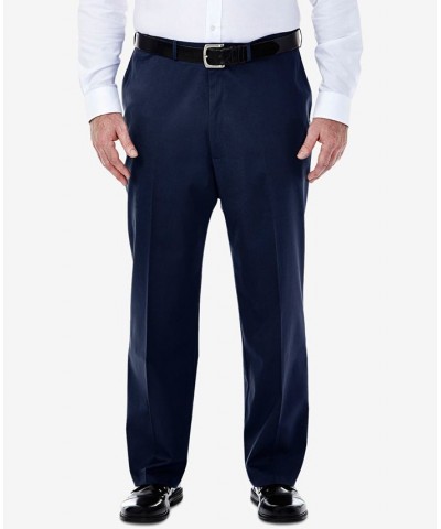 Men's Big & Tall Premium No Iron Khaki Classic Fit Flat Front Hidden Expandable Waistband Pants Dark Navy $29.14 Pants