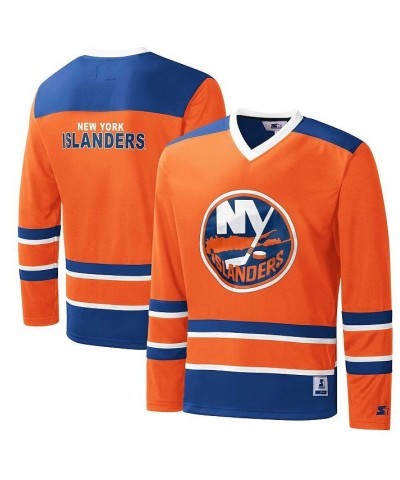 Men's Orange, Royal New York Islanders Cross Check Jersey V-Neck Long Sleeve T-shirt $38.70 T-Shirts