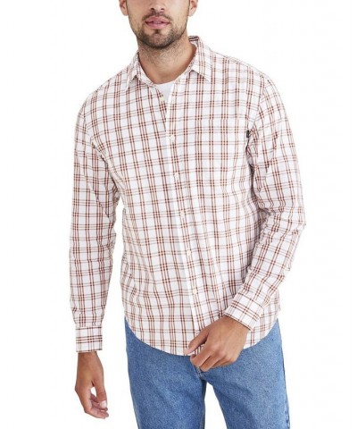 Men's Casual Woven Plaid Shirt Brown $28.99 Shirts