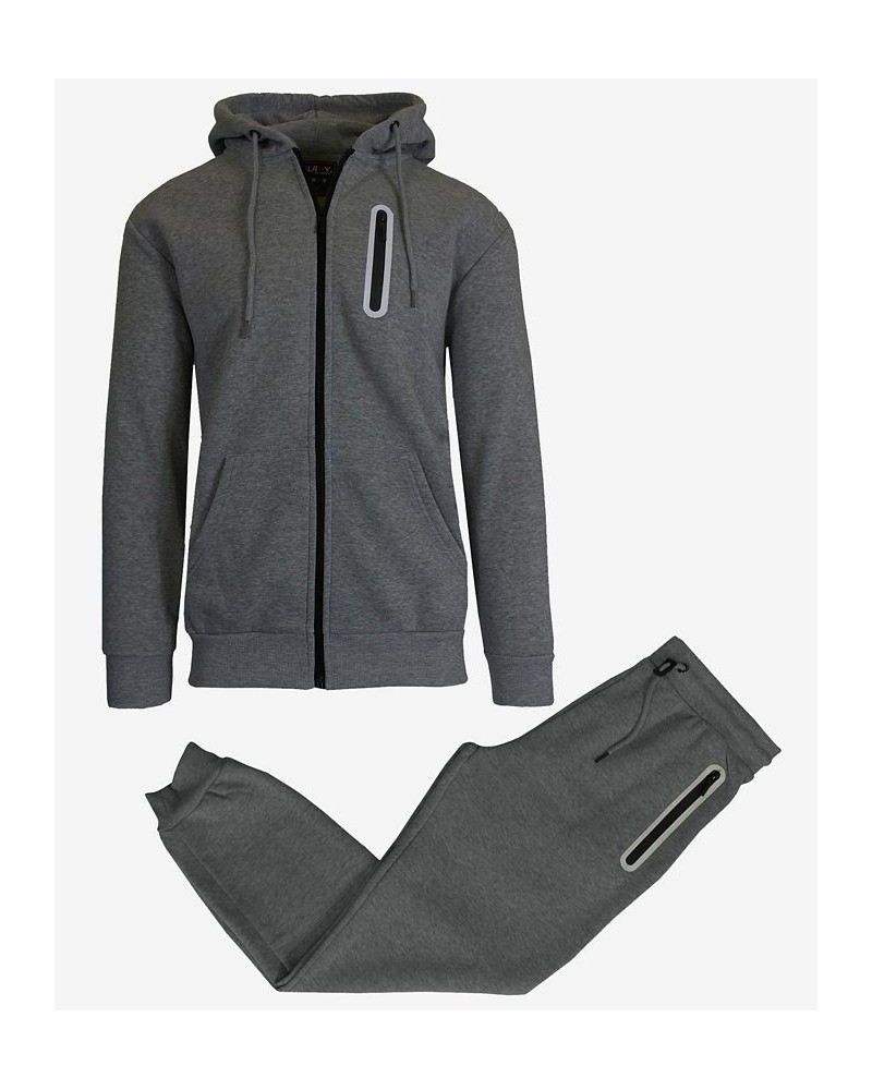 Men's Slim Fit Fleece-Lined Reflective Design Hoodie and Jogger Pants, 2 Piece Set PD02 $33.00 Pants