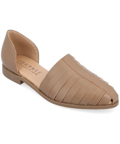 Women's Anyah Caged Flat Tan/Beige $38.95 Shoes