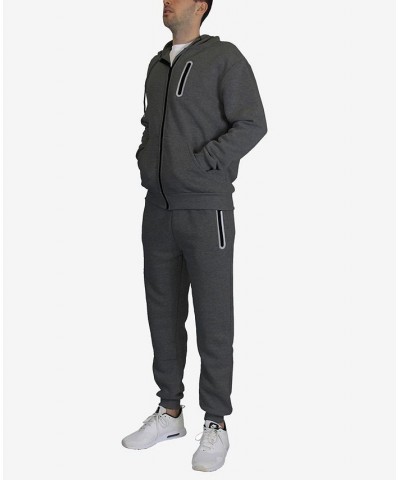 Men's Slim Fit Fleece-Lined Reflective Design Hoodie and Jogger Pants, 2 Piece Set PD02 $33.00 Pants