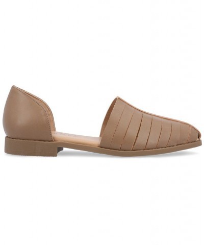 Women's Anyah Caged Flat Tan/Beige $38.95 Shoes