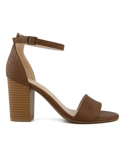 Women's Machelene Dress Heel Sandals Cognac Patent $18.40 Shoes