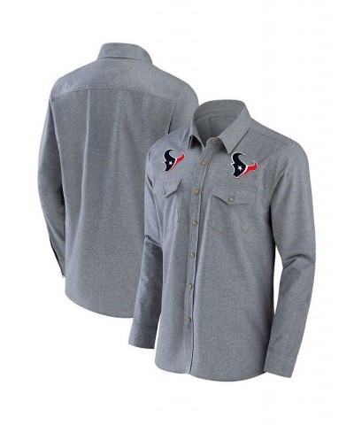 Men's NFL x Darius Rucker Collection by Gray Houston Texans Chambray Button-Up Long Sleeve Shirt $26.04 Shirts