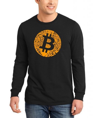 Men's Bitcoin Word Art Long Sleeve T-shirt Black $23.99 T-Shirts