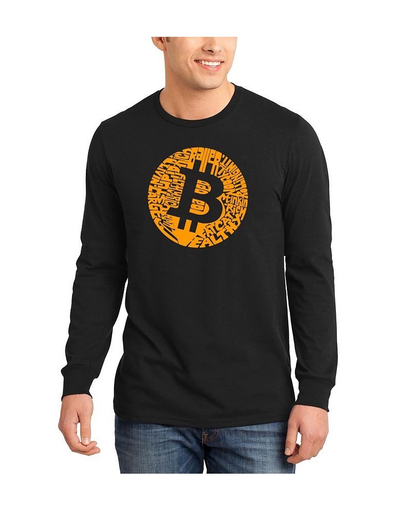 Men's Bitcoin Word Art Long Sleeve T-shirt Black $23.99 T-Shirts