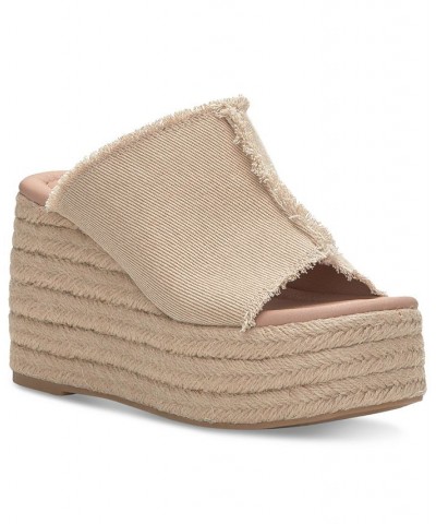 Women's Scippio Frayed Platform Sandals Tan/Beige $41.42 Shoes