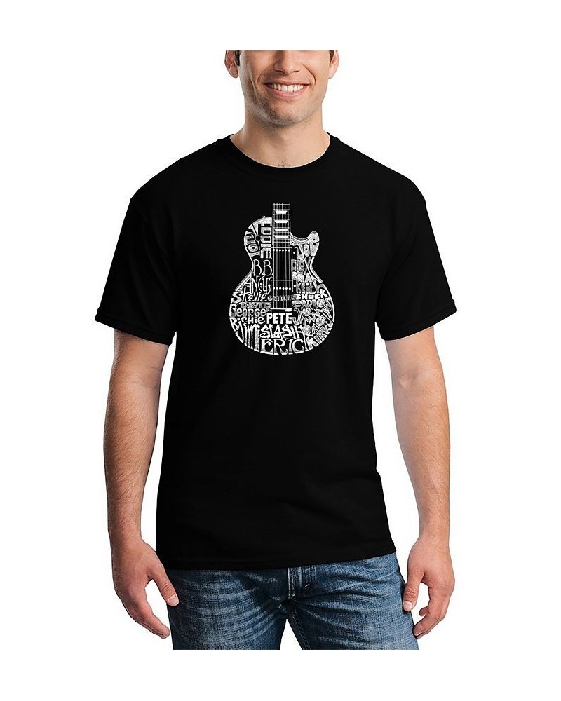 Men's Rock Guitar Head Word Art T-shirt Black $20.99 T-Shirts