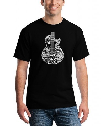 Men's Rock Guitar Head Word Art T-shirt Black $20.99 T-Shirts