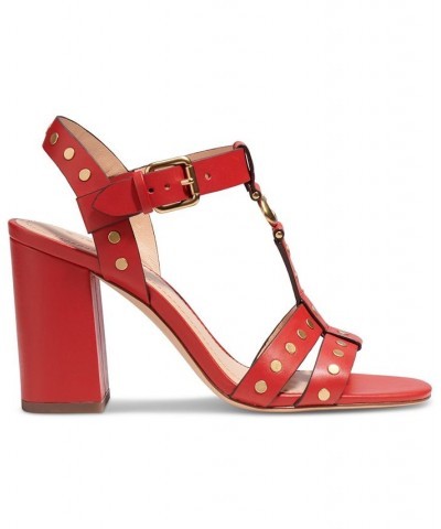 Women's Margaret Studded City Sandals Red $44.95 Shoes