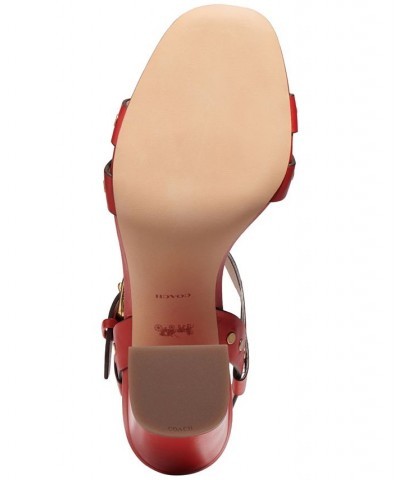 Women's Margaret Studded City Sandals Red $44.95 Shoes