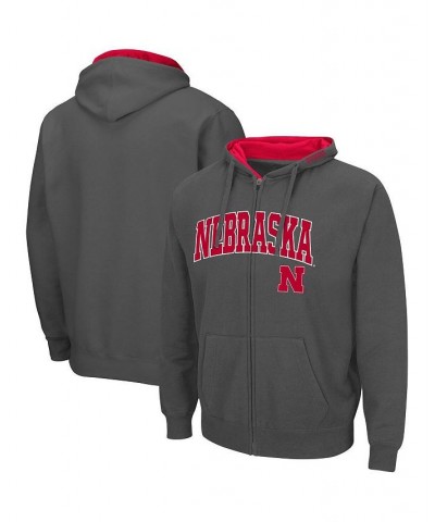 Men's Charcoal Nebraska Huskers Arch & Logo 3.0 Full-Zip Hoodie $25.20 Sweatshirt