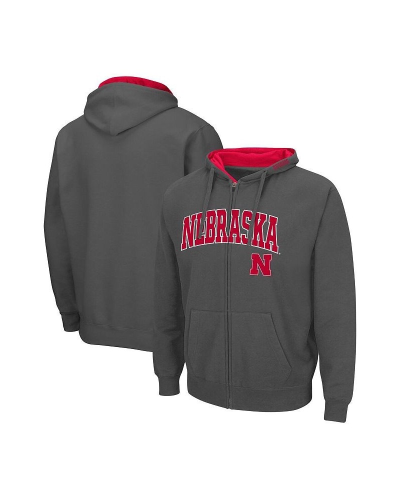 Men's Charcoal Nebraska Huskers Arch & Logo 3.0 Full-Zip Hoodie $25.20 Sweatshirt