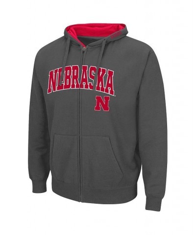 Men's Charcoal Nebraska Huskers Arch & Logo 3.0 Full-Zip Hoodie $25.20 Sweatshirt