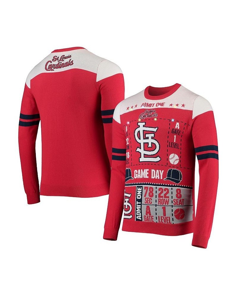 Men's Red St. Louis Cardinals Ticket Light-Up Ugly Sweater $46.00 Sweaters