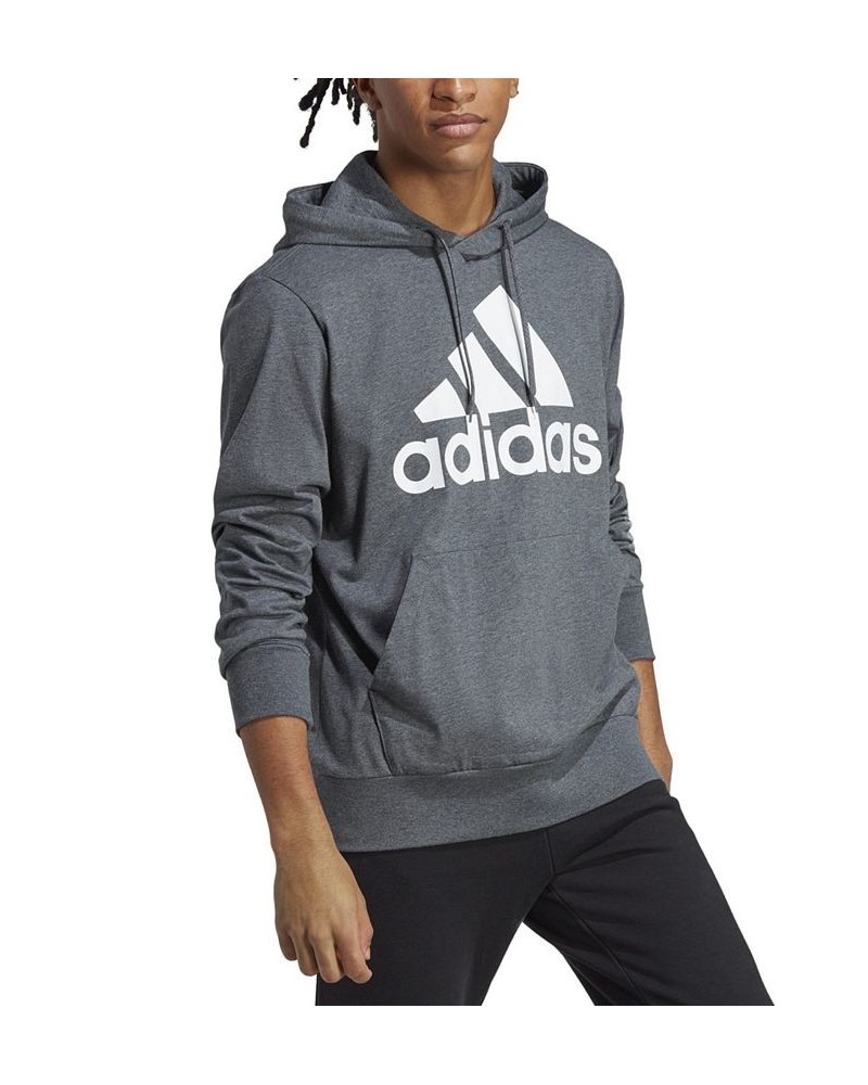 Men's Essentials Performance Jersey Logo Hoodie Gray $27.55 Sweatshirt