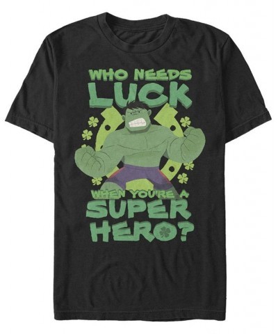 Men's Super Hulk Luck Short Sleeve Crew T-shirt Black $17.84 T-Shirts