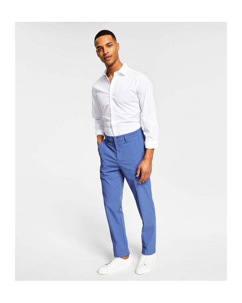 Men's Slim Fit Tech Solid Performance Pants Blue $38.85 Pants