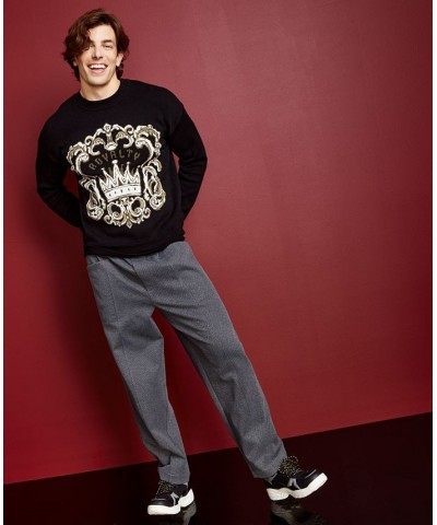 Men's Relaxed-Fit Birdseye Jacquard Logo Sweater Black $17.37 Sweaters