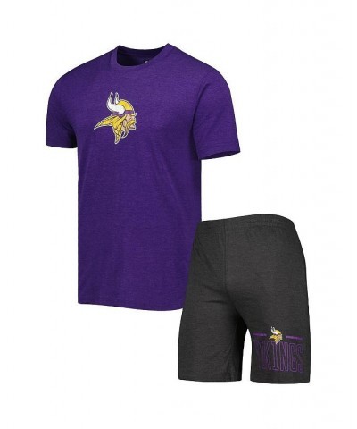 Men's Purple, Charcoal Minnesota Vikings Meter T-shirt and Shorts Set $30.55 Pajama