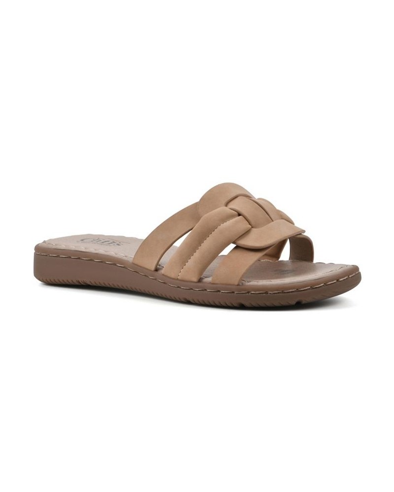 Women's Squarely Slide Comfort Sandal Tan/Beige $25.96 Shoes