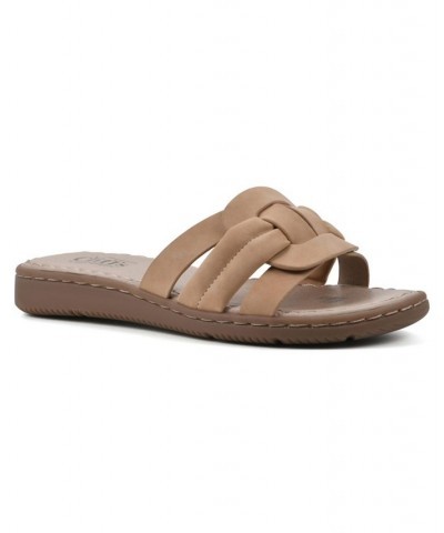 Women's Squarely Slide Comfort Sandal Tan/Beige $25.96 Shoes