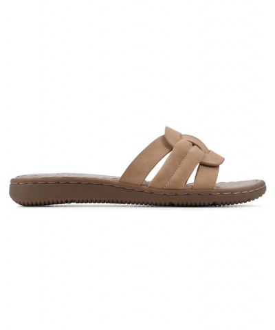 Women's Squarely Slide Comfort Sandal Tan/Beige $25.96 Shoes