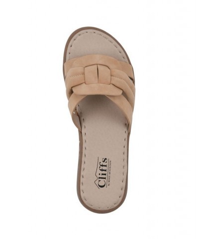 Women's Squarely Slide Comfort Sandal Tan/Beige $25.96 Shoes