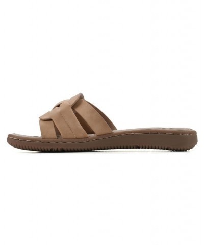 Women's Squarely Slide Comfort Sandal Tan/Beige $25.96 Shoes