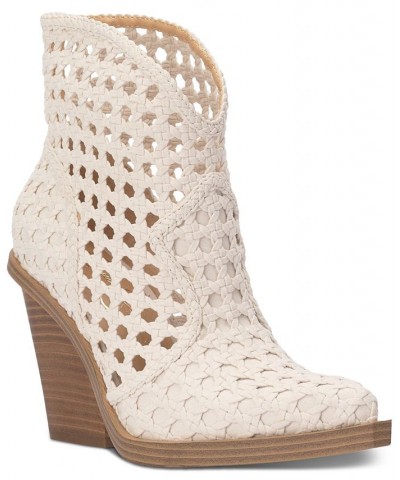 Women's Lukkah Caged Wedge Booties White $69.29 Shoes