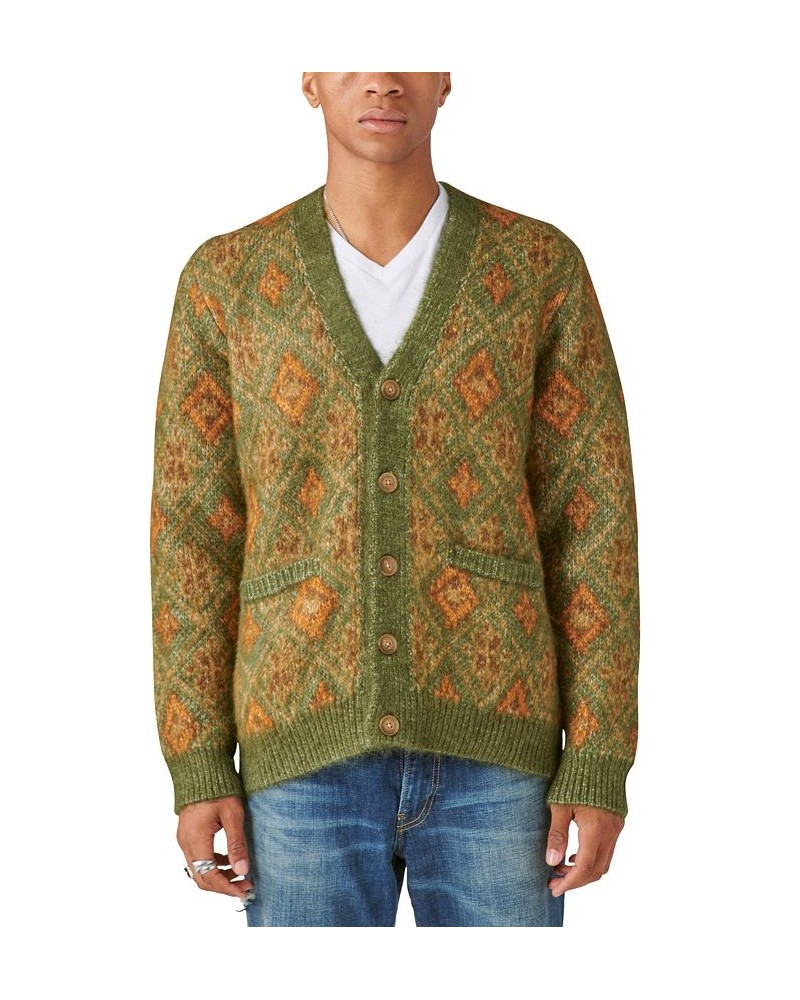 Men's Oushak Print Jacquard Button Down Cardigan Sweater Multi $55.17 Sweaters