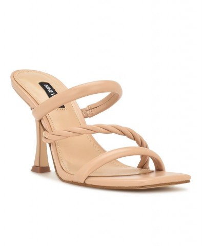 Women's Yester Strappy Heeled Slide Dress Sandals Tan/Beige $46.53 Shoes