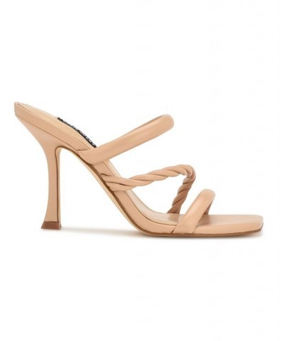 Women's Yester Strappy Heeled Slide Dress Sandals Tan/Beige $46.53 Shoes