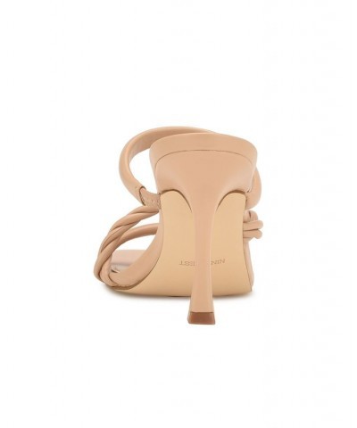 Women's Yester Strappy Heeled Slide Dress Sandals Tan/Beige $46.53 Shoes